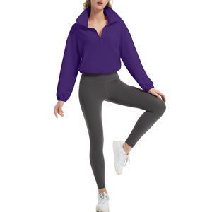 Stand Neck Half Zip <b>Sweatshirt</b> for <b>Women</b> Without Hood Minimalist Pullover <b>Long</b> Sleeve Sporty <b>Sweatshirt</b> for Outdoor Activities - Product Image 6