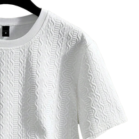 T-shirt en tricot texturé uni pour homme, manches courtes, col rond, style décontracté streetwear, coupe ample, tissu doux, pour l'été, usage quotidien, séchage rapide