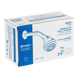 Cabezal de Ducha Redondo Básico Foset de ABS con Acabado Cromado, Juego de Accesorios de Baño para Montaje en Pared, 2-1/2 Pulgadas de Diámetro, Diseño Minimalista para Mod - Product Image 1