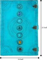 Diario de cuero en relieve de siete piedras azul A6, cuaderno de papel hecho a mano, cuaderno de bocetos de viaje Vintage Retro, diario de pintura de Color de agua