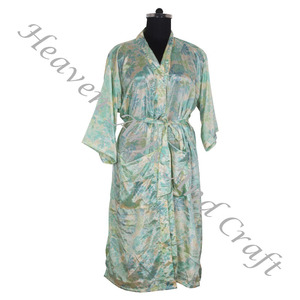 Kimono de seda bohemio KL003, bata larga, ropa de verano, Bikini, cubierta de seda, venta al por mayor, Kimono de seda Vintage Sari largo - Product Image 2