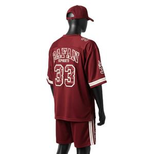 Ensemble short de sport pour homme en maille polyester premium 180 GSM léger, avec empiècements latéraux marron et logo thermocollé. - Product Image 5