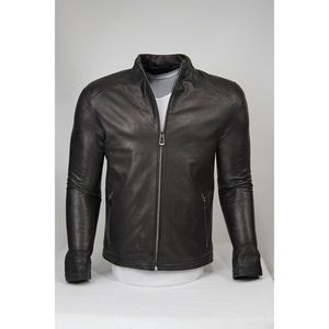 Giacca di prestigio da uomo Jumbo sportiva originale in vera pelle nera
