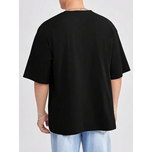 T-shirt pour homme 100% coton, couleur noire, manches courtes, logo personnalisé, col rond, t-shirt de bonne qualité, vêtements d'été pour homme - Product Image 2