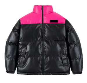 Manteau bouffant en cuir noir avec logo personnalisé pour hommes, manteaux rembourrés à la mode, manteau à bulles, veste bouffante chaude décontractée pour l'extérieur - Product Image 6