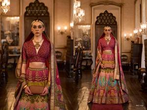 Lehenga Choli de mariée de qualité supérieure, lourdement brodé, en soie Rajwadi, pour femmes, vêtements élégants pour les mariages - Product Image 2