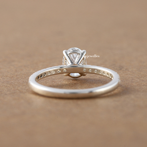 Anillo de compromiso de diamante cultivado en laboratorio de corte ovalado de 2,80 quilates, lujoso oro sólido de 14K, configuración de pavé a la moda, regalo certificado por IGI para mujer - Product Image 4