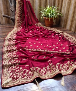 Banarasi-ropa de fiesta saree con blusa de diseñador, material de bollwood, indio, con blusa, color rosa - Product Image 6