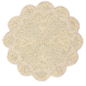 Customized Handmade Polyester Floral Shaped Brown <b>Bead</b> <b>Placemat</b> home Dining Table Decorative Mat Kitchen Ware Product mat - Product Image 2