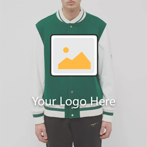 แจ็กเก็ตบอมเบอร์ทีมเบสบอลผ้ากำมะหยี่แขนหนังของผู้ชายปักลาย - Product Image 6