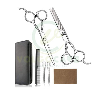 Tijeras de corte de pelo profesionales Kit de tijeras de adelgazamiento de peluquería profesional para el hogar con peine y estuche para hombres - Product Image 1