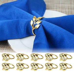 Servilleteros en forma de hoja de aluminio redondo plateado y dorado acabado para boda y restaurante accesorios de decoración de mesa - Product Image 2