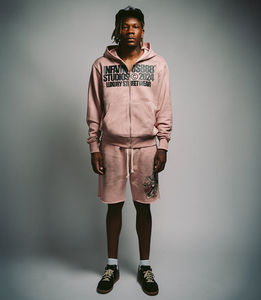 Custom DTF Print Men's Double <b>Zip</b> Hoodie Tracksuit Breathable Cotton French Terry Two-Piece Outfit Short Set <b>Hoodies</b> - Product Image 1