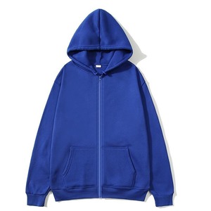 Sudaderas con Capucha de Algodón 100% para Hombre, Tallas Grandes, Color Sólido, Ropa Deportiva Básica, Cierre Completo, Bordado 3D, Transpirable, Venta al Por Mayor - Product Image 5