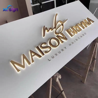 Enseigne murale personnalisée en acier inoxydable rétroéclairée par LED 3D, étanche IP65, pour magasins commerciaux, hôtels, bars, bureaux et bâtiments.