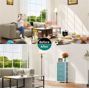 THLC-Commode 0030 avec 4 tiroirs et commode de rangement en tissu pour placards de salon et pépinière - Product Image 5