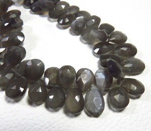 Lot en gros de 8 brins 9-13mm en forme de poire à facettes taillées pierre de lune grise naturelle perles de pierres précieuses belles pierres précieuses en vrac" - Product Image 4