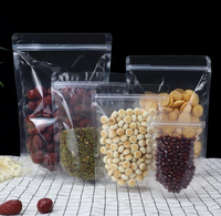 Sac alimentaire à fermeture à glissière PE réutilisable transparent conception debout en plastique transparent étanche à l'humidité pour croustilles