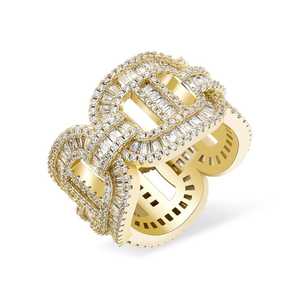 Anillo de Diamantes Cultivados en Laboratorio IGI de Lujo, Unisex, 3CT, Color D, Corte Baguette, Estilo HipHop, Chapado en Plata y Oro, con Piedras Laterales LGD, Estilo Cubano - Product Image 1