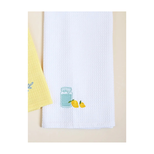 Coton biologique 100% coton brodé à la main léger durable séchage rapide recyclable doux au toucher golf bleu marine torchon - Product Image 2