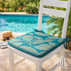 Cojín para Silla con Diseño de Plantas, 40x40x2 cm, 100% Poliéster, Repelente al Agua, Acolchado, Funda Extraíble, Fácil de Limpiar, con Cierre, para Exteriores - Product Image 4