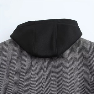 Otoño nueva moda de mujer versátil pecho con capucha patchwork espiga diagonal manga larga traje chaqueta - Product Image 6