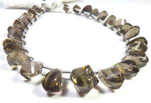 Perles de pierres précieuses en quartz fumé naturel 10-15 mm, gouttes torsadées, perles de pierres précieuses, brin de 9 pouces, briolette fantaisie, 27 pièces, pierres précieuses en vrac pour le bricolage - Product Image 2