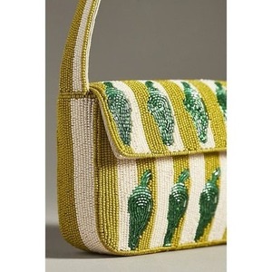 The Craft Exim Hand Beaded Square Bag with Lemon Cherry Pattern Embroidery Silk <b>Screen</b> Printed Classic Daily Use Travel Purse - Product Image 2
