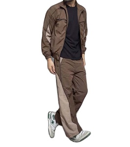 2-Piece windbreaker trouser <b>jacket</b> set windbreaker and beige cut sew anorak custom long sleeve color blocking nylon outdoor - Product Image 1