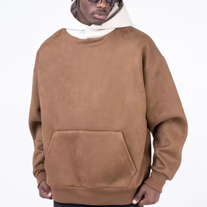 Sweats à capuche vintage pour hommes personnalisés col à boutons contrastés pour bouffée impression 100% coton hiver Logo personnalisé OEM sweats à capuche - Product Image 4