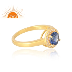 Latest Selling <b>925</b> Sterling <b>Silver</b> 18K Gold Plated Natural Cz & Sapphire Gemstone <b>Ring</b> Demi Fine Jewelry For Women Gift For Her - Product Image 4