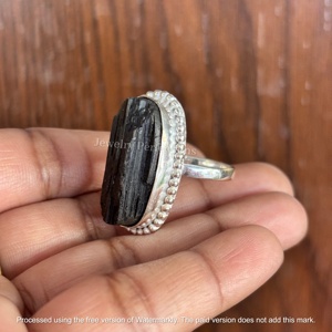 Anillo de Plata de Ley 925 con Turmalina Negra Druzy Original, Corte Ovalado, para Mujer, Precio de Fábrica, Joyería - Product Image 4