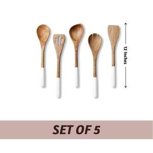 Ensemble de cuillères en bois naturel faites à la main de 5 pièces pratiques pour la cuisine et la vaisselle de restaurant de haute qualité du Vietnam grossistes - Product Image 2