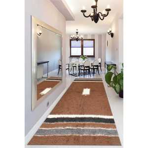 Brown Geometric Printed Rug for Home Decor, Soft Area Floor Mat,Chenille Rug - Product Image 5