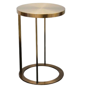 Coin de décoration intérieure Table basse élégante en métal faite à la main avec dessus arrondi Table à vin de meubles d'intérieur de luxe - Product Image 1