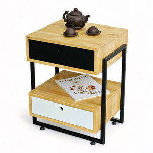 Commode moderne en bois d'hévéa avec 2 tiroirs 45x40x59cm TDG68033 - Product Image 1