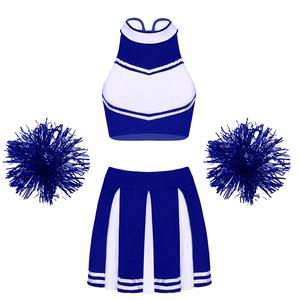 Uniforme de cheerleading pour filles imprimé sur mesure avec logo, ensemble junior pour jeunes, tissu extensible léger à séchage rapide, haut et jupe - Product Image 5