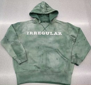 เสื้อฮู้ดผ้าฝ้าย100% ซักด้วยกรดทำจากเทอร์รี่มีฮู้ดเฮฟวี่เวทสำหรับผู้ชาย - Product Image 5