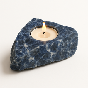 เชิงเทียนหินอัญมณี Sodalite ที่ใส่เทียนทีไลท์คริสตัลธรรมชาติทำด้วยมือเป็นมิตรต่อสิ่งแวดล้อมเทียนหินบำบัดสำหรับตกแต่งบ้านของขวัญ - Product Image 1