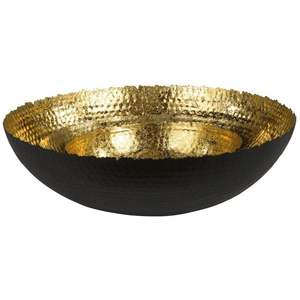 Tazón Decorativo Redondo de Metal Dorado y Negro para Fiestas de Boda, Tazón de Metal de Calidad de Exportación de la India, Tazón de Metal de Estilo Indio - Product Image 1