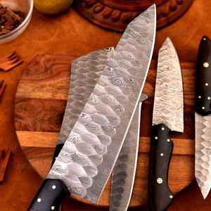 Vente flash : Ensemble de 5 couteaux de chef en acier Damas avec manche en bois, utilisation en restaurant, comprend un sac en cuir, couteaux à découper la viande - Product Image 5