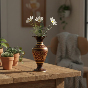 Florero de Latón de Alta Calidad |   Diseño Tradicional Hecho a Mano |   Multicolor Dorado |   Decoración de Lujo para Oficina en Casa - Product Image 4