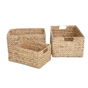 Panier de rangement en jacinthe d'eau 100% naturel, flexible, multifonctionnel, moderne, cube de 30 cm, écologique, pour la maison - Product Image 5