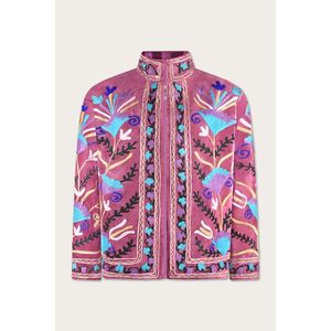 Chaqueta Bordada Morada para Mujer, Chaqueta Bomber Reversible con Bordado Floral Suzani, Chaqueta Acolchada de Invierno Talla XL para Primavera y Otoño - Product Image 1