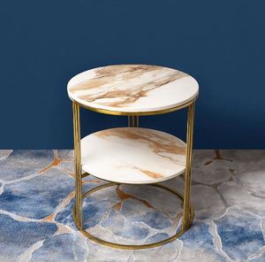Customized Luxury Two-Tier Gold Marble Side <b>Table</b> Modern Home Dining Living Room Set at Low Price - Product Image 2