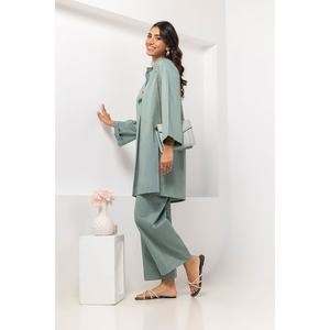 Ensemble coordonné en lin teint en fil avec embellissements IPS-24-181, deux pièces assorties, manches trois quarts, tailles XS à 2XL, pour le bureau - Product Image 5