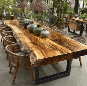 Table à manger carrée moderne en bois massif faite à la main avec pieds en métal, écologique, style ferme, stable, ensemble 6 places, minimaliste, assemblée, pour hôtel - Product Image 3