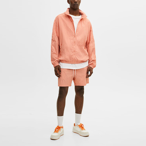 Wholesale Unisex Autumn <b>Short</b> Set Men's <b>Zip</b>-Up 100% Cotton Eco-Friendly Windbreaker Solid Pattern Split Color <b>Short</b> Jacket - Product Image 1