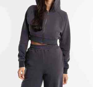 <b>Bulk</b> Cheap Sweat School Tracksuits Custom Blank Suits Women's Joggers, New Grey Hooded Tracksuit Set - Product Image 3