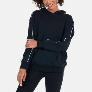 Sudadera con capucha de manga larga de algodón de alta calidad para mujer Logotipo personalizado Oversized Plain drop Shoulder Ropa informal Tallas grandes sudaderas con capucha para mujer - Product Image 5